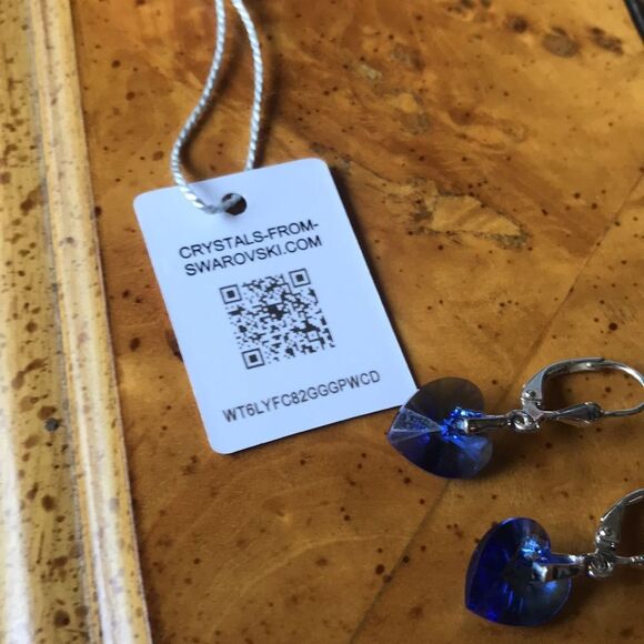 Swarovski Crystal Sterling Silver Heart Earrings - Picture 6 of 6